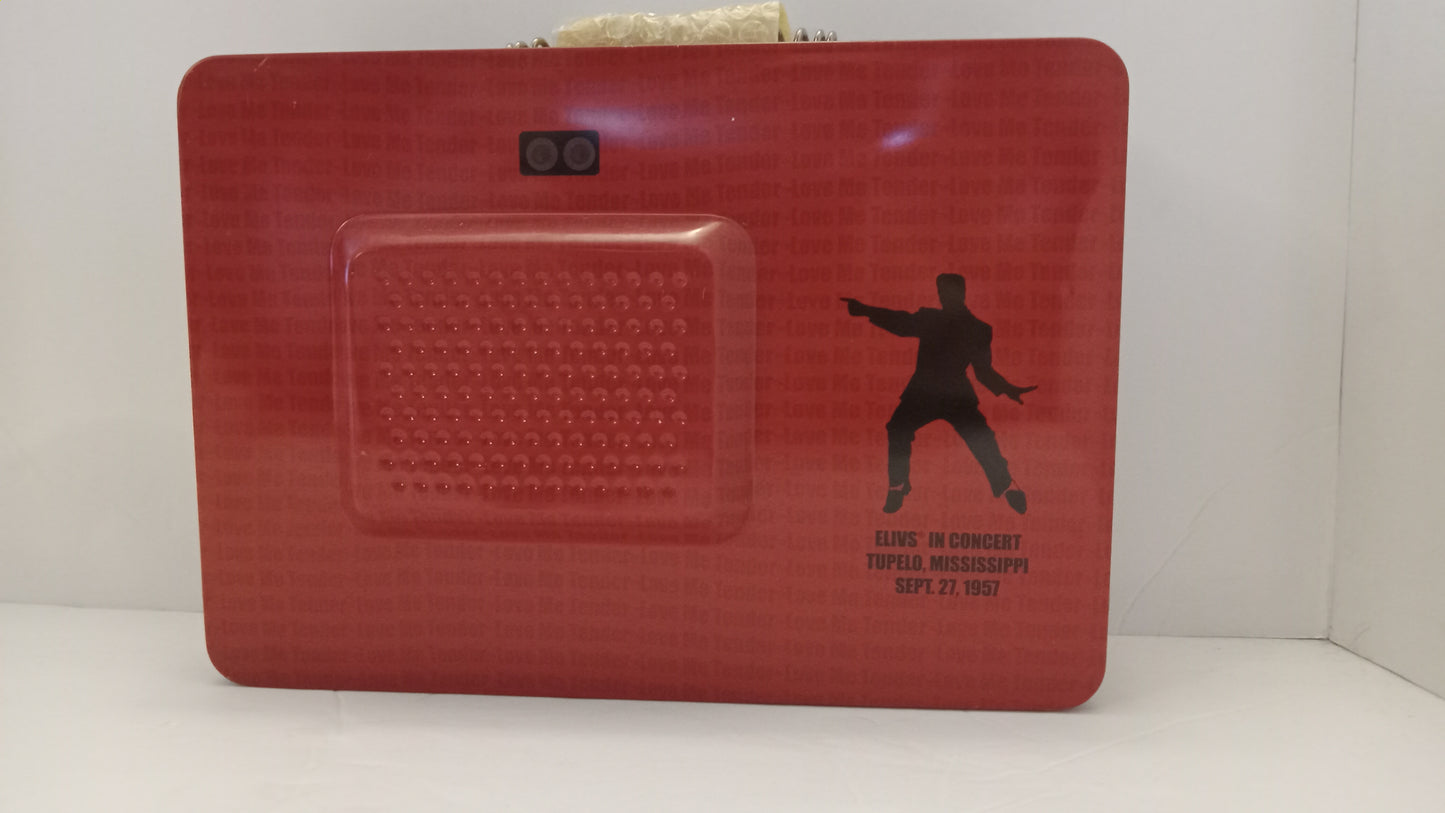 LUNCH BOX Vintage 1999 Vandor Elvis Presley Retro TV Tin Collectible Tote Red USED