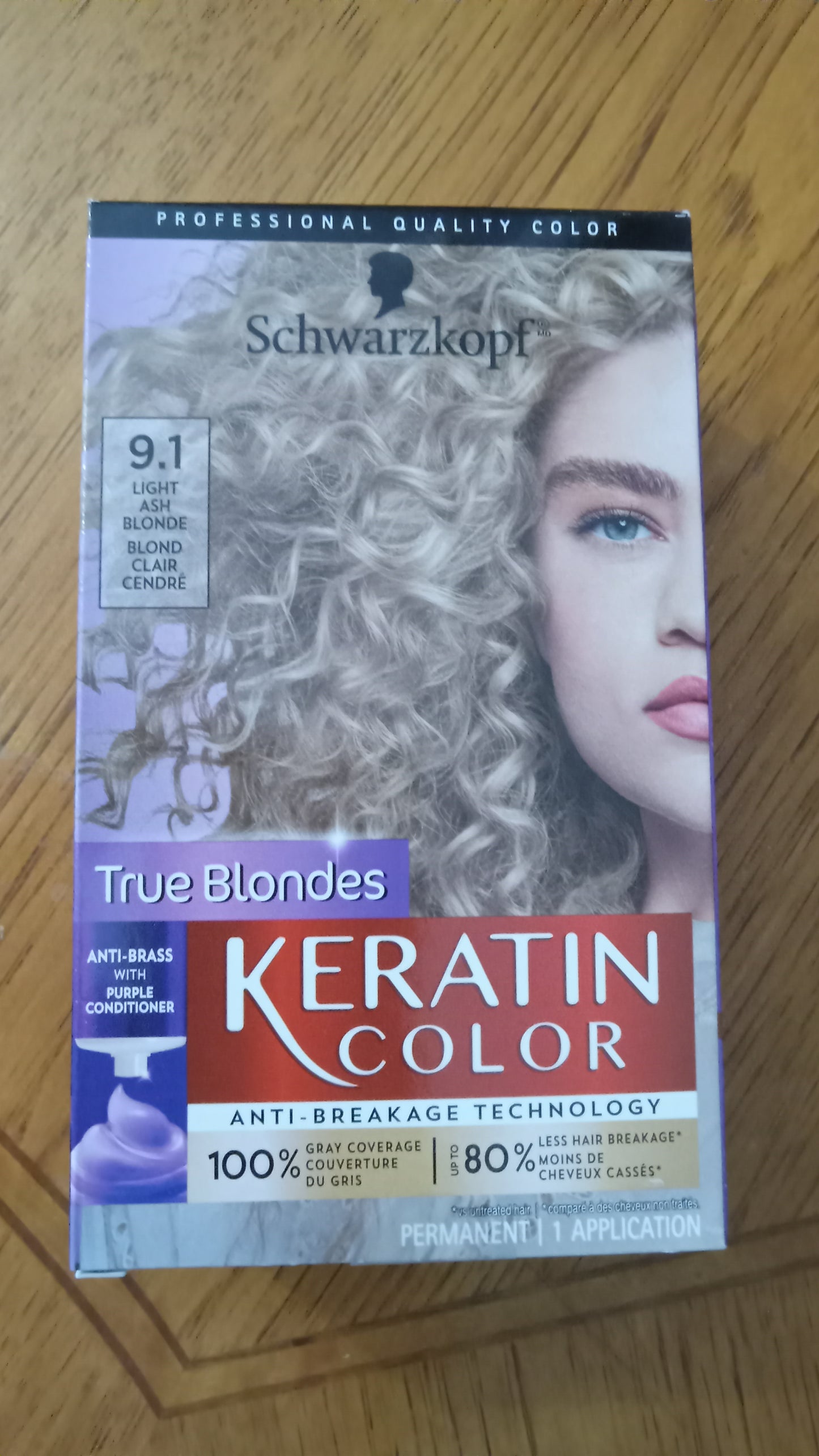 HAIR DYE Schwarzkopf Keratin Color Permanent Hair Color - 9.1 Light Ash True Blonde - NEW