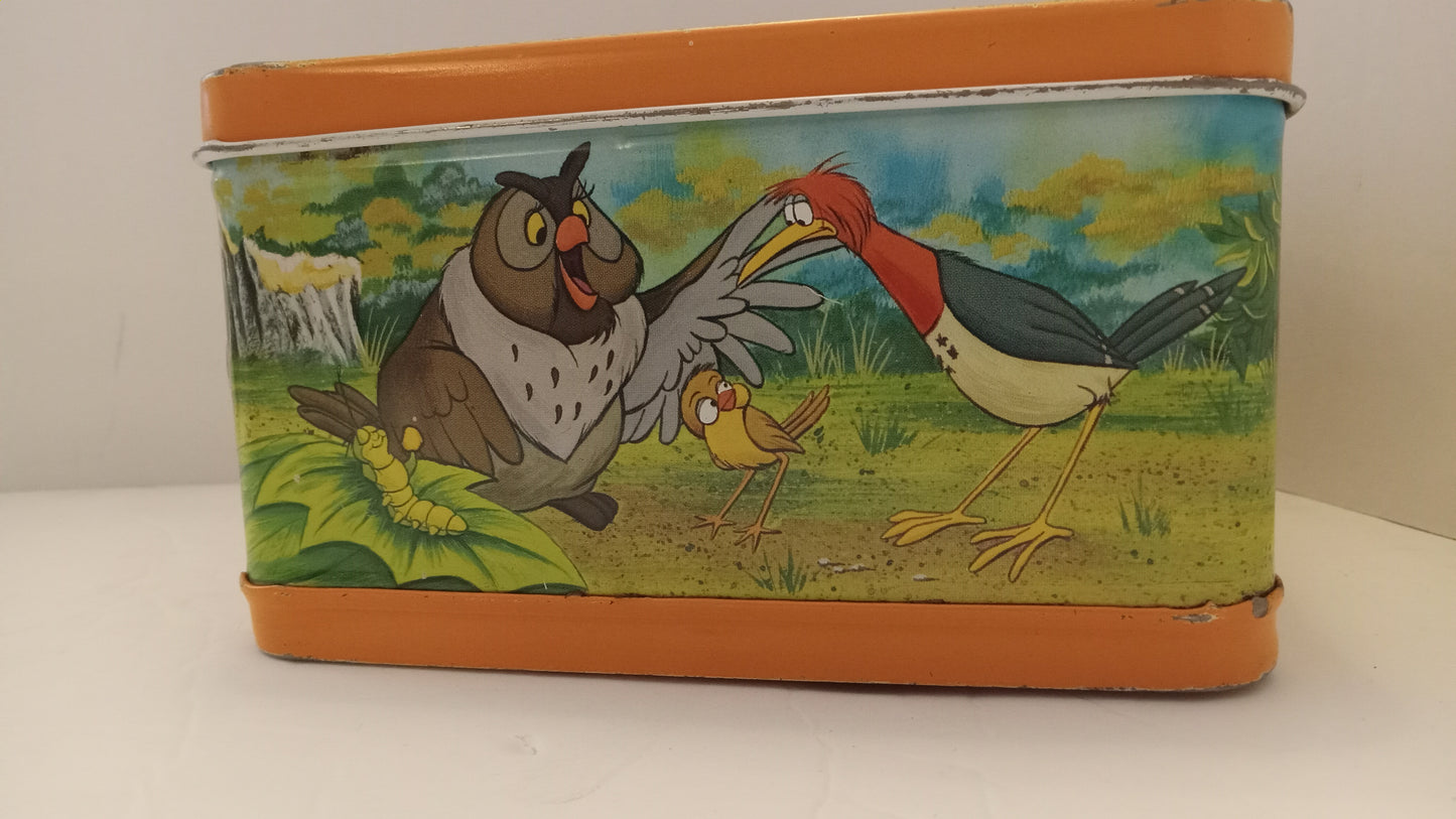 LUNCH BOX Vintage 1981 Disney Fox and the Hound Metal with Matching Thermos Set - Aladdin USED