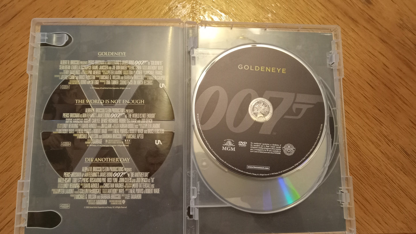 DVD James Bond Pierce Brosnan Ultimate Edition Goldeneye, World Is Not Enough, Die Another Day 007 Rated PG-13 USED