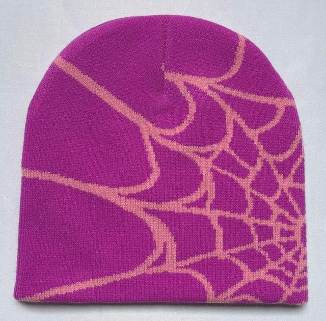 Gothic Spider Web Pattern Beanie Cap Halloween Outfit Accessory NEW