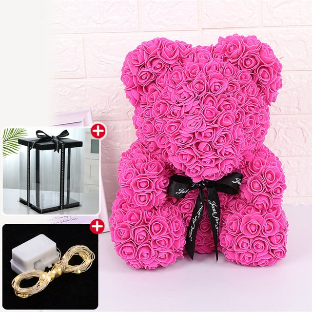 Valentines Day Wedding Eternal Rose Bear Lights Up  White Red Pink