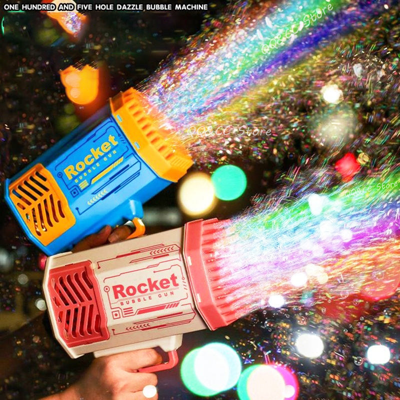 Rocket Launcher Bubble Gun Multi Color Rainbow Green Pink Blue Yellow