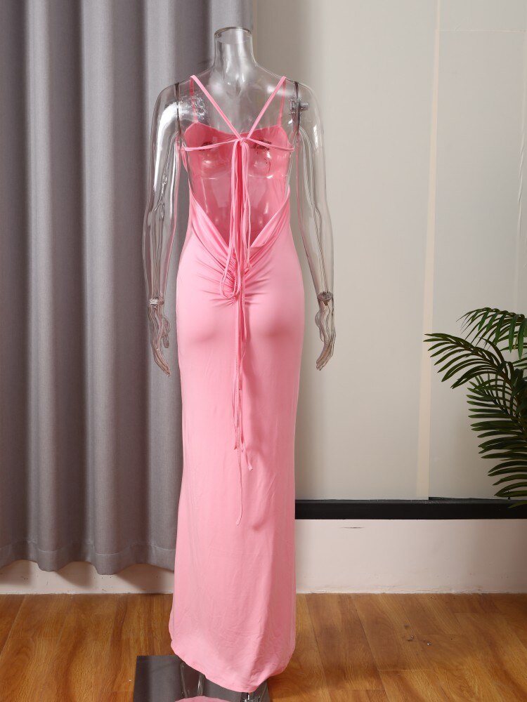 Backless Wrap Hip Long Sling Dress Formal Wear Elegant Gown Fitted, Bodycon Silhouette NEW