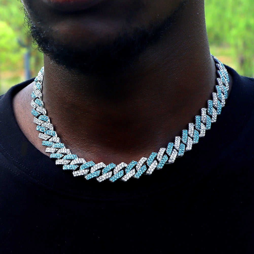 Valentines Day Men Women Iced Out Rhombus Thick Chain Cuban Necklace