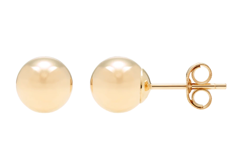Valentines Day A&M 14K Hollow Women's Gold Classic Ball Stud Earrings Rose, Yellow or White