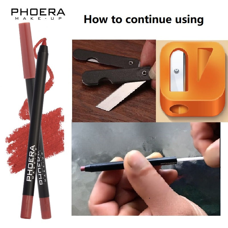 Phoera Waterproof Lipliner Pencils, Multi Colors to pick from, NEW