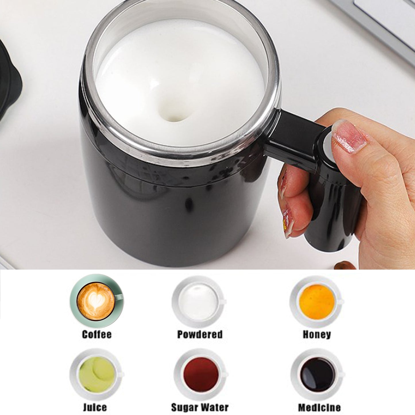 Automatic Coffee Cup Stainless Steel Quick Mixing Mug NEW
