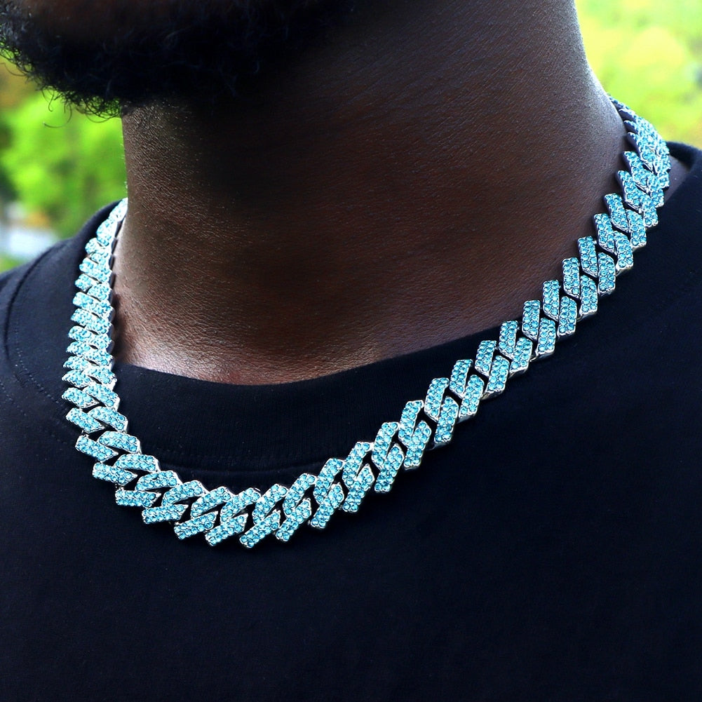Valentines Day Men Women Iced Out Rhombus Thick Chain Cuban Necklace