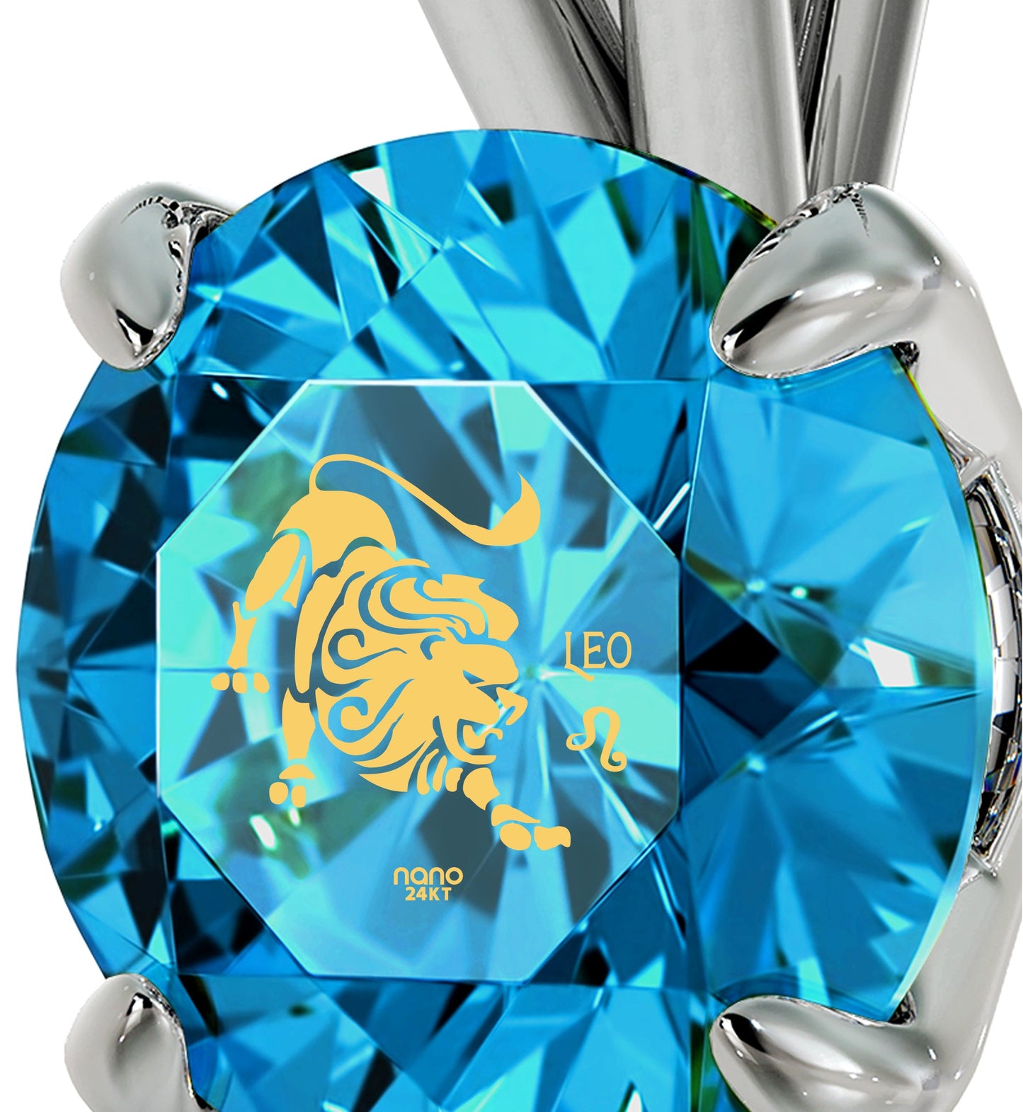 Leo Zodiac Sign Lion Necklace Sterling Silver 24 K Gold, Light Green,, Light Purple, Blue Turquoise, AMB, NEW!