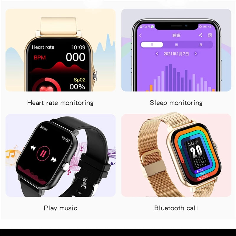 Sleek Fitness Tracker Smart Watch Feature Packed 1.69" Color Touch Screen Bluetooth NEW