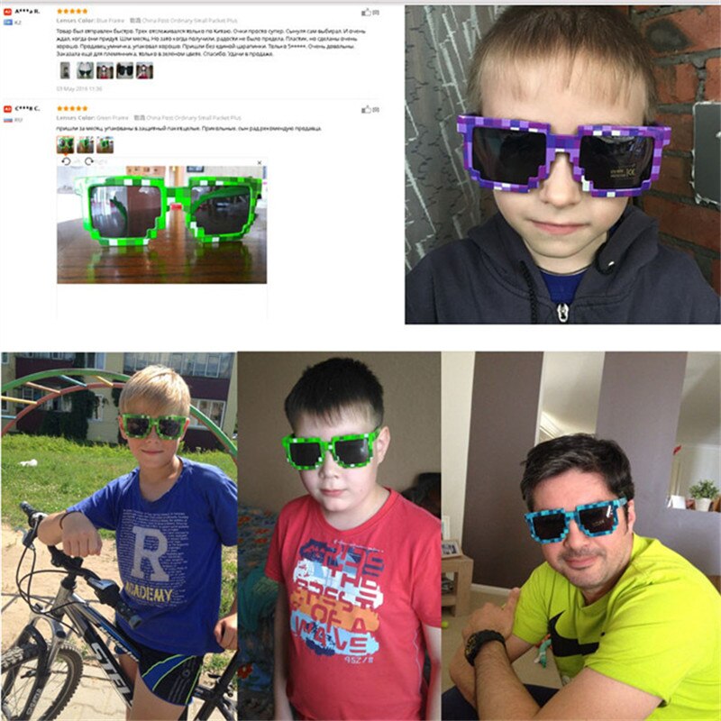 Mosaic Minecraft Video Game Cosplay Sunglasses Green Cosplay Costume Accessory 100% UV protection NEW