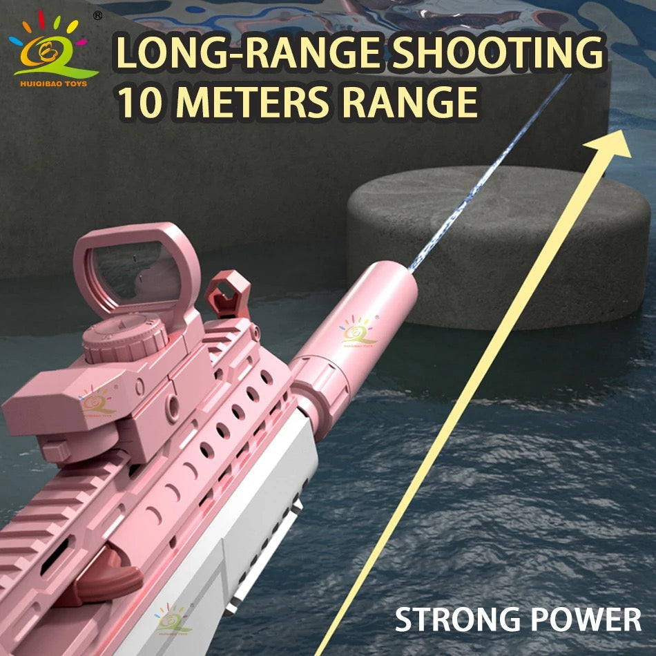 Realistic Water Machine Gun Rifle Mega Soaker Electric Toy 10 Meter Range High Pressure NEW
