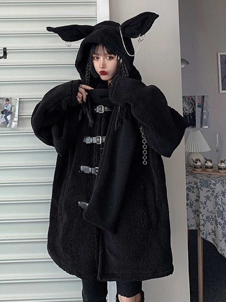 Cute Bunny Rabbit Ear Beanie/Cap w/Attached Scarf Neck Wrap, Hooded Scarf Soft Warm NEW