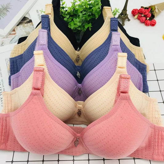 Large Cotton Bras 6pcs Set 36/80BC,  38/85BC,  40/90BC,  42/95BC,  42/95BC, 44/100BC, Pink  Peach Purple Blue Tan Black, AMB, NEW!