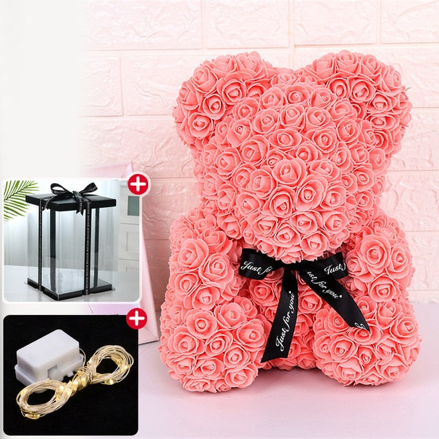 Valentines Day Wedding Eternal Rose Bear Lights Up  White Red Pink