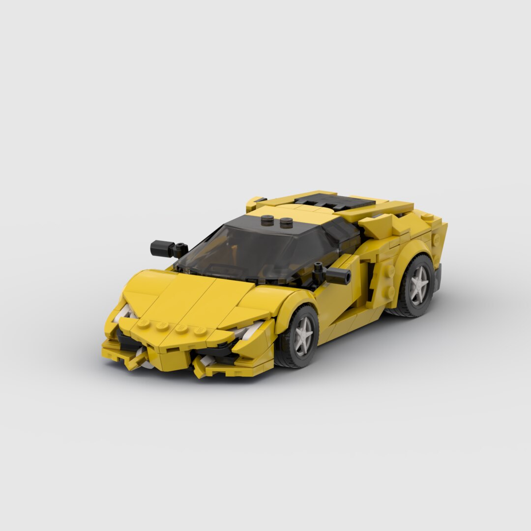 Aventador Racer Brick Building Blocks Yellow Lambo MOC Lego, AMB, NEW!