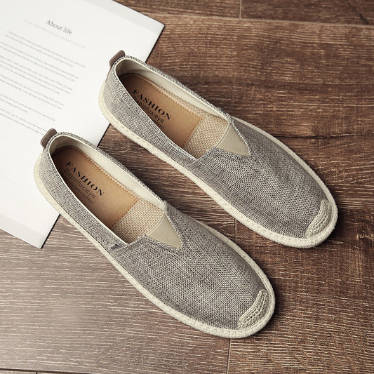 Whoholl Breathable Linen Casual Men's Shoes Old Beijing Fisherman Cloth Canvas Leisure Flat NEW