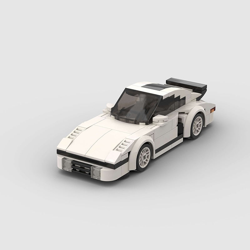 Porsche 930 Flat Nose Turbo Building Blocks White Racing Car, MOC Lego Compatible, AMB, NEW!