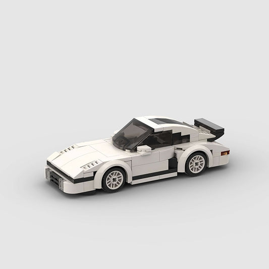 Porsche 930 Flat Nose Turbo Building Blocks White Racing Car, MOC Lego Compatible, AMB, NEW!