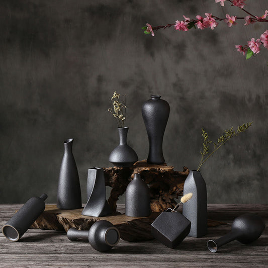 Elegant Black Glaze Vase Ceramic Japanese Style Variety to Choose NEW