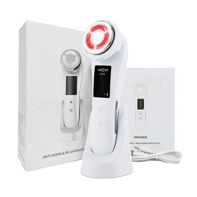 7 in 1 Face Lift Device RF Microcurrent, Vibrations, Light Therapy, Deep Cleanse, Rejuvenate Skin NEW AMB