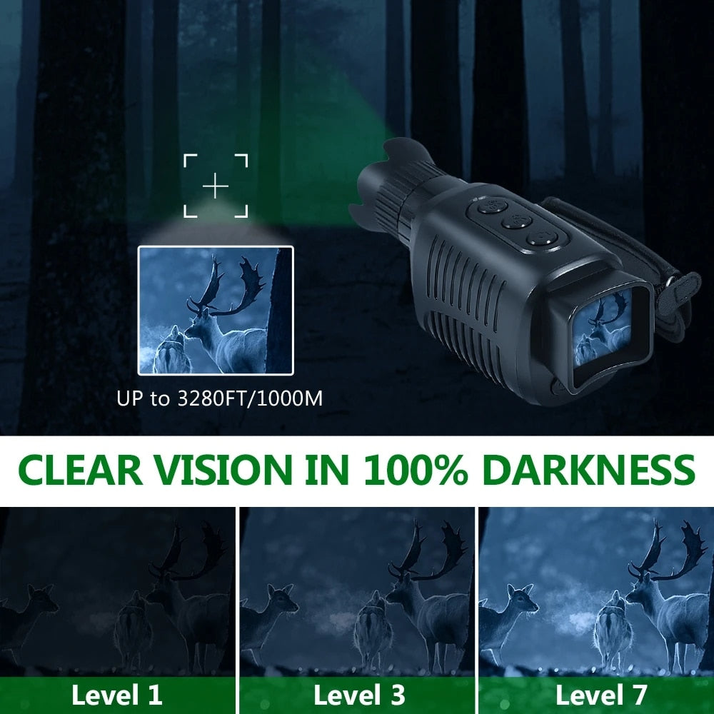 Monocular Night Vision Device 1080P HD 850nm Infrared LED Illumination 5X Digital Zoom NEW