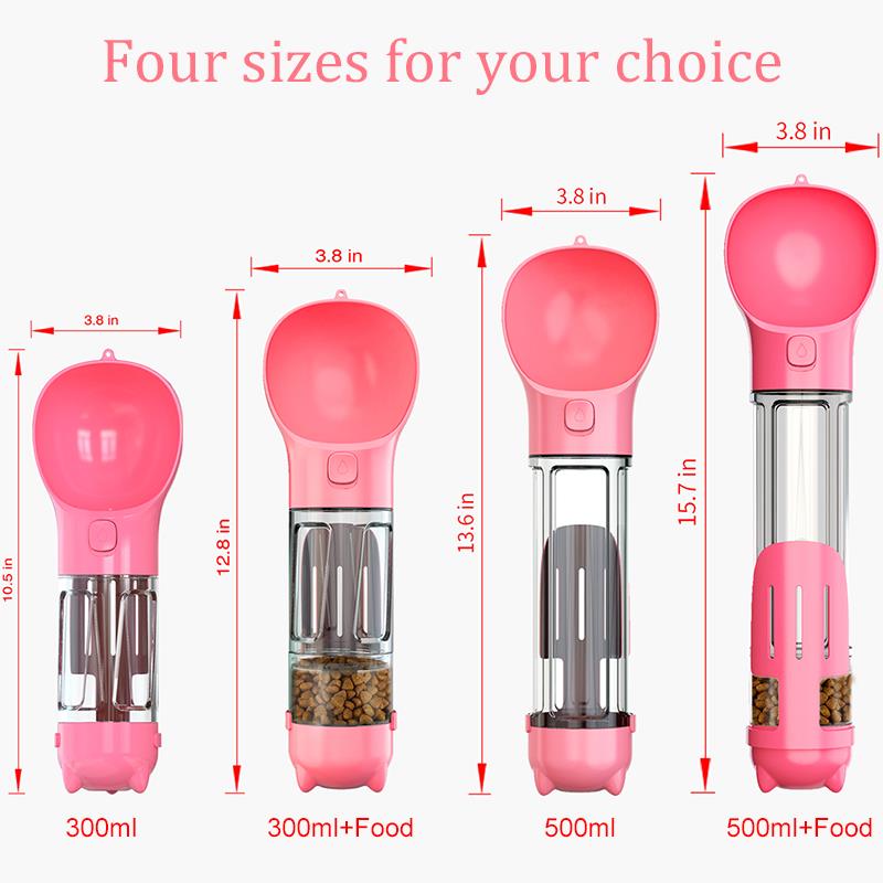 Portable 3 in 1 Pet Water Bottle, Pet Feeder, Dog Cat Drinking Bowls, Food Water Dispenser NEW