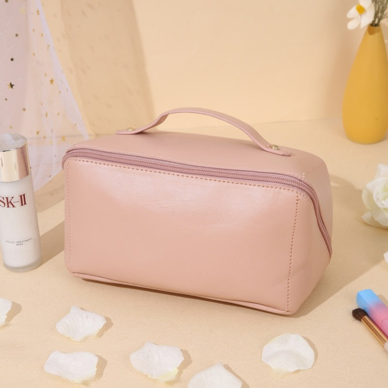 All-in-1 Travel Makeup Bag Case Multi-compartment PU Leather NEW