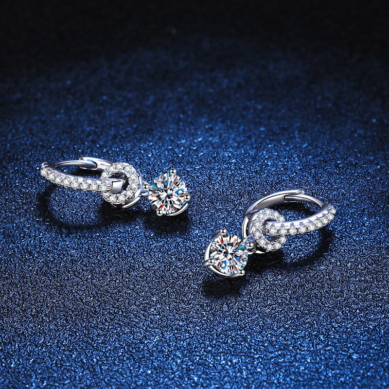 Valentines Day Genuine Moissanite Drop Earrings Sparkle
