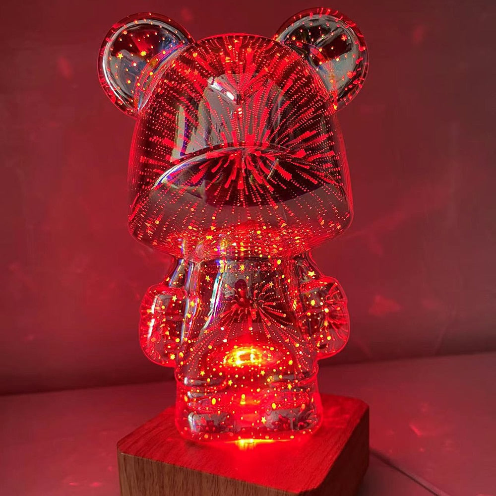 Valentines Day Fireworks Little Bear Night Light Multi Color