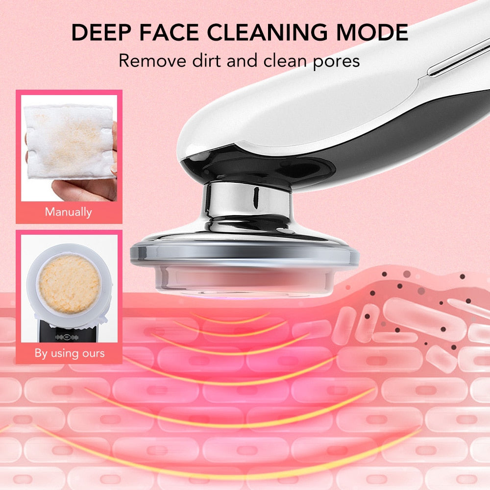 7 in 1 Face Lift Device RF Microcurrent, Vibrations, Light Therapy, Deep Cleanse, Rejuvenate Skin NEW AMB