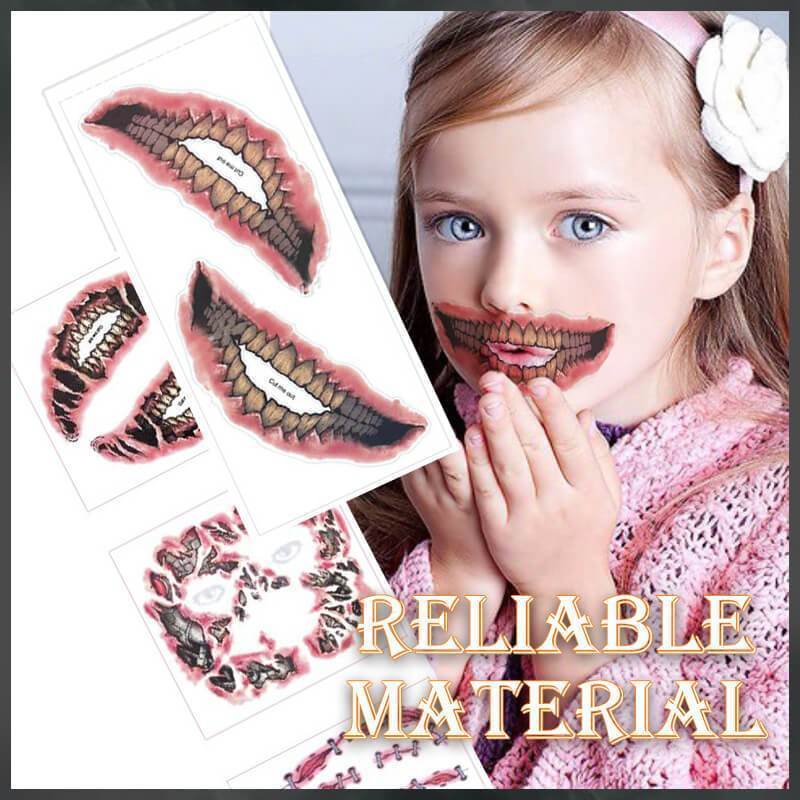 Halloween Tattoo Makeup Face Sticker Prank Disguise NEW