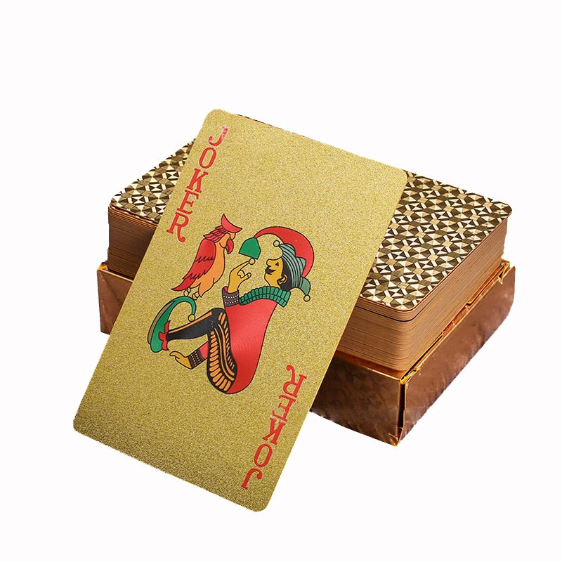 Deck Of Poker Cards, Water Resistant, Red or Blue on Black, Square, Ray, and Rose Gold Leaf NEW