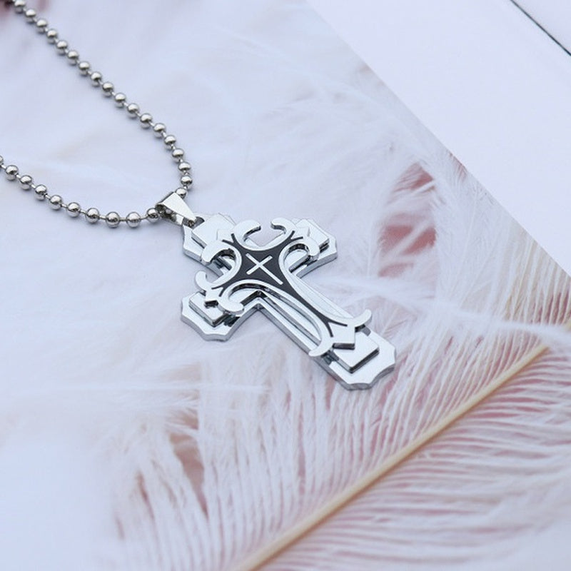 Christian Cross Necklace Pendant Gold Silver Stainless Steel
