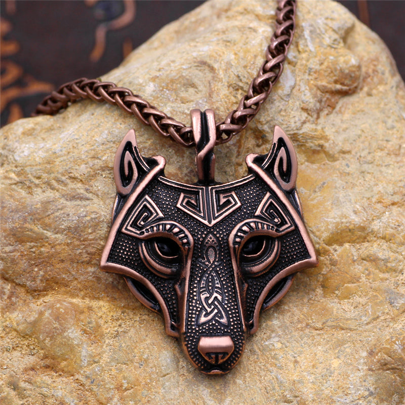 Viking Necklace Red Silver Green Black Cooper Leather Chain, AMB, NEW!