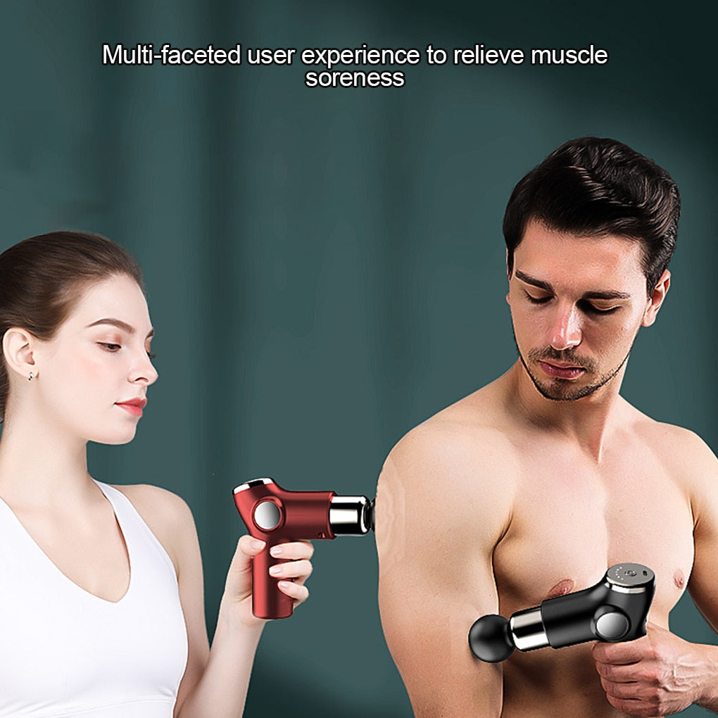 LCD Electric Targeted Massage Gun Portable 32 Speeds, 4 Heads, Rechargeable Relax Muscles NEW