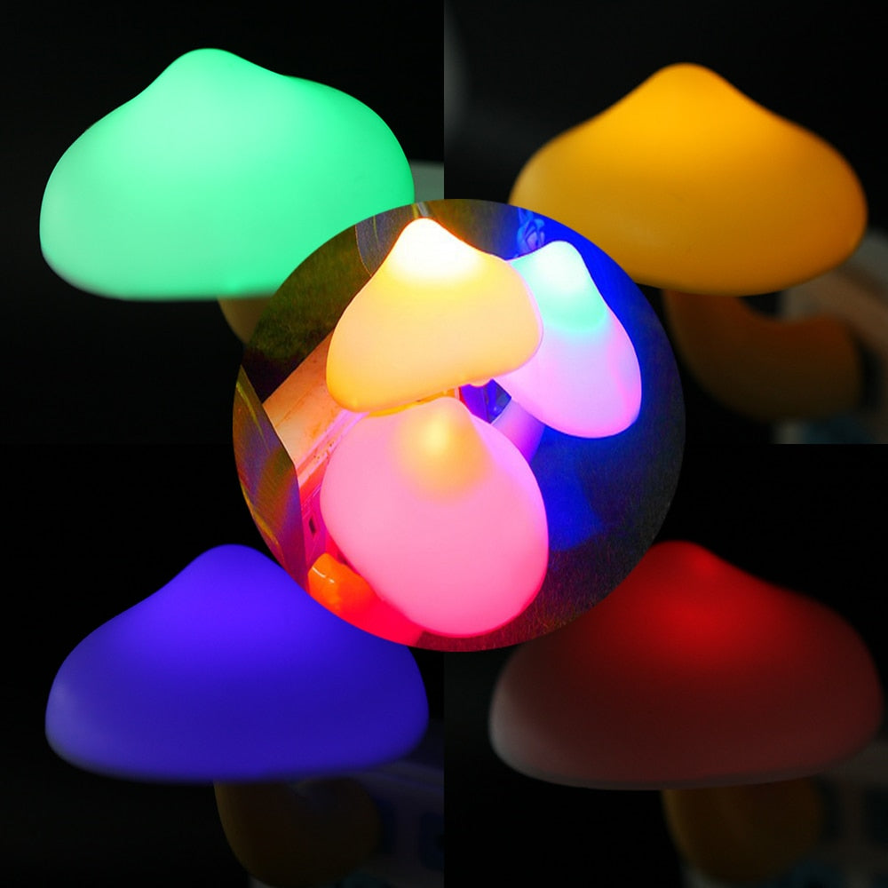 Magic Mushroom Shape Colorful LED Night Lights Lamp Wall Decor, NEW
