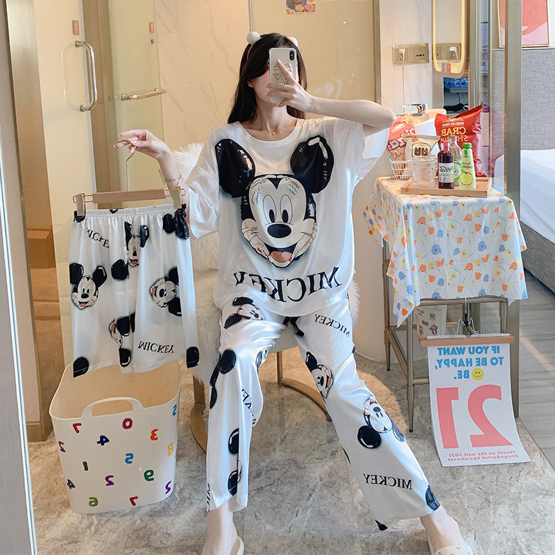 Mickey Mouse Winnie the Pooh Pajamas 3 In 1 Sleepwear Nighties Soft Silky Comfort NEW