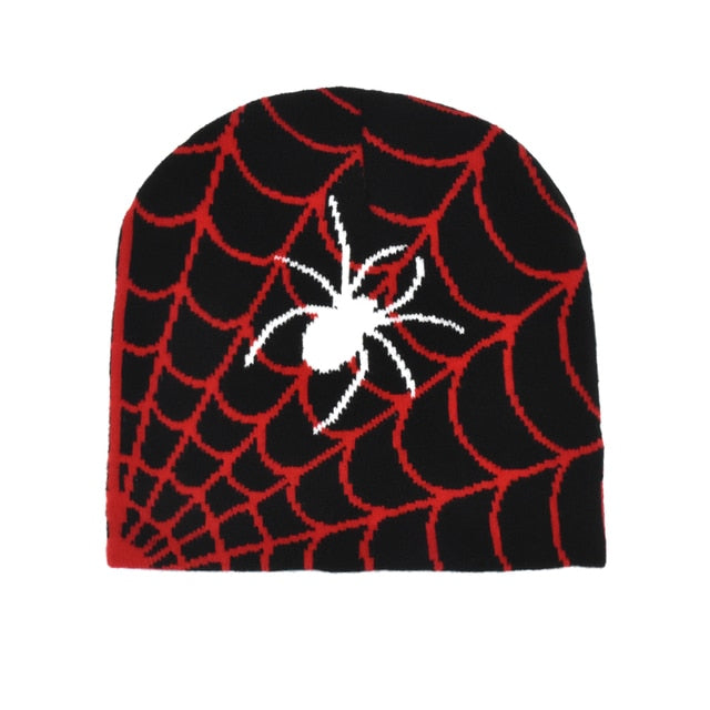 Gothic Spider Web Pattern Beanie Cap Halloween Outfit Accessory NEW