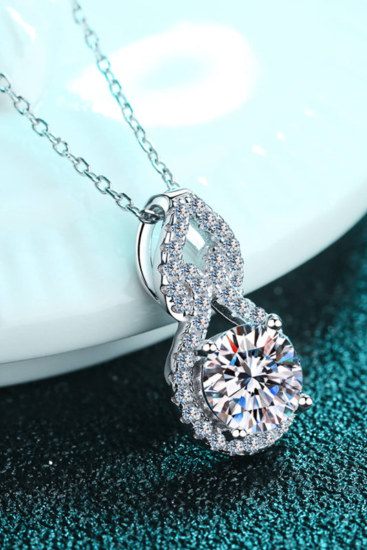 Valentines Day 1 Carat Moissanite Pendant Silver Necklace
