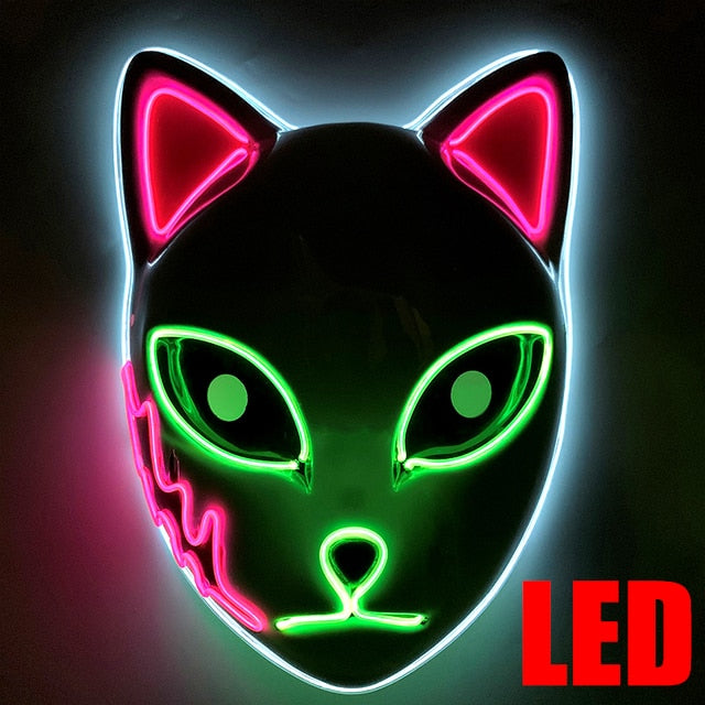 Glowing Halloween LED Lighted Cat Face Mask Costume Accessory Cosplay NEW