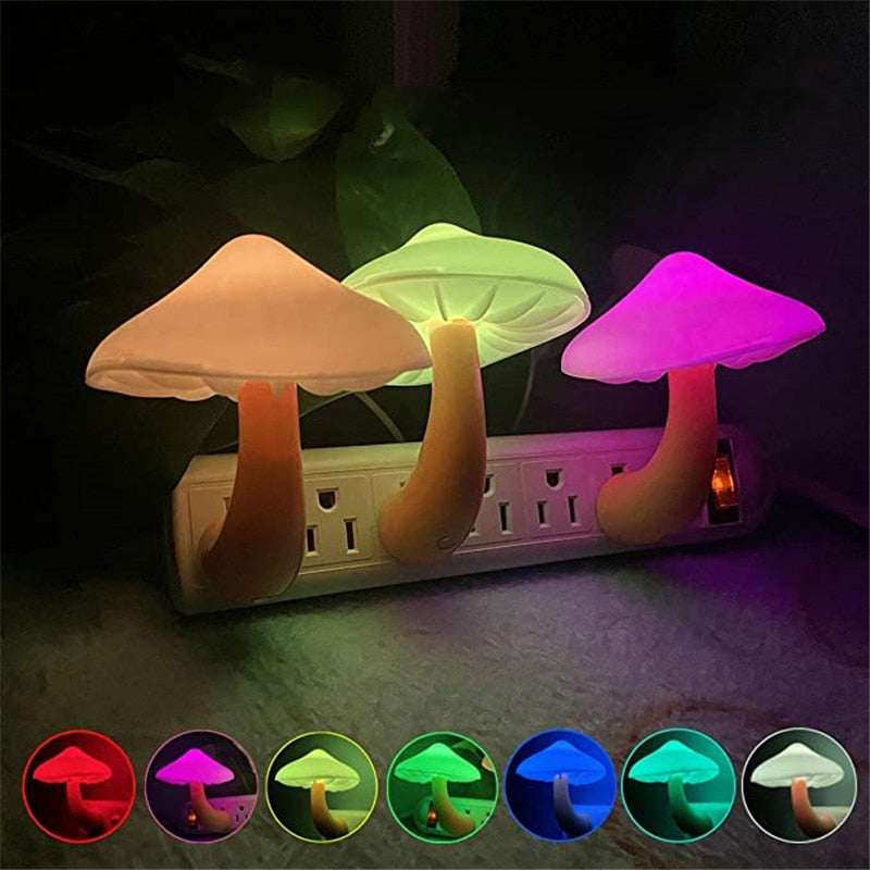 Magic Mushroom Shape Colorful LED Night Lights Lamp Wall Decor, NEW