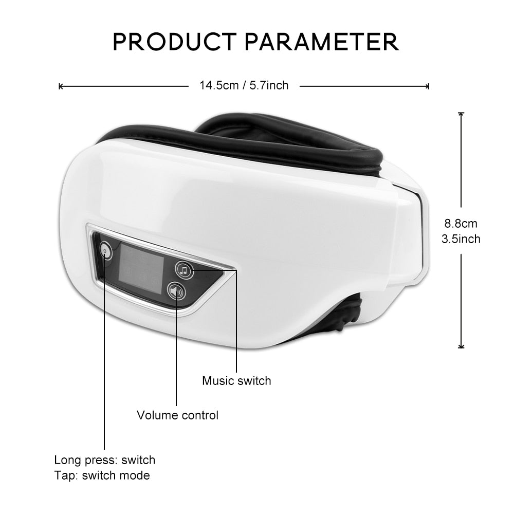 Electric Vibration Eye Massager Relieve Strain & Fatigue w/6D Smart Airbag Tech Bluetooth NEW