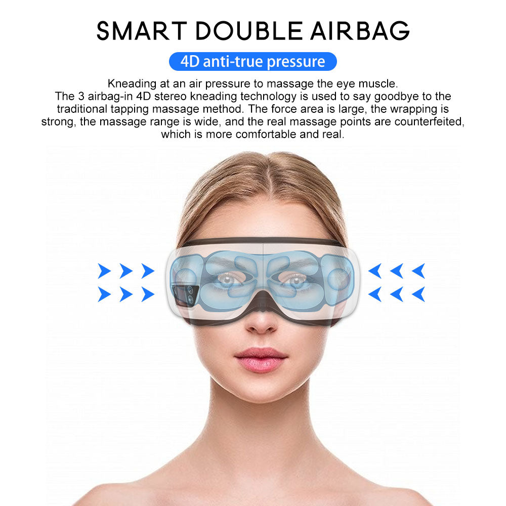 Electric Vibration Eye Massager Relieve Strain & Fatigue w/6D Smart Airbag Tech Bluetooth NEW