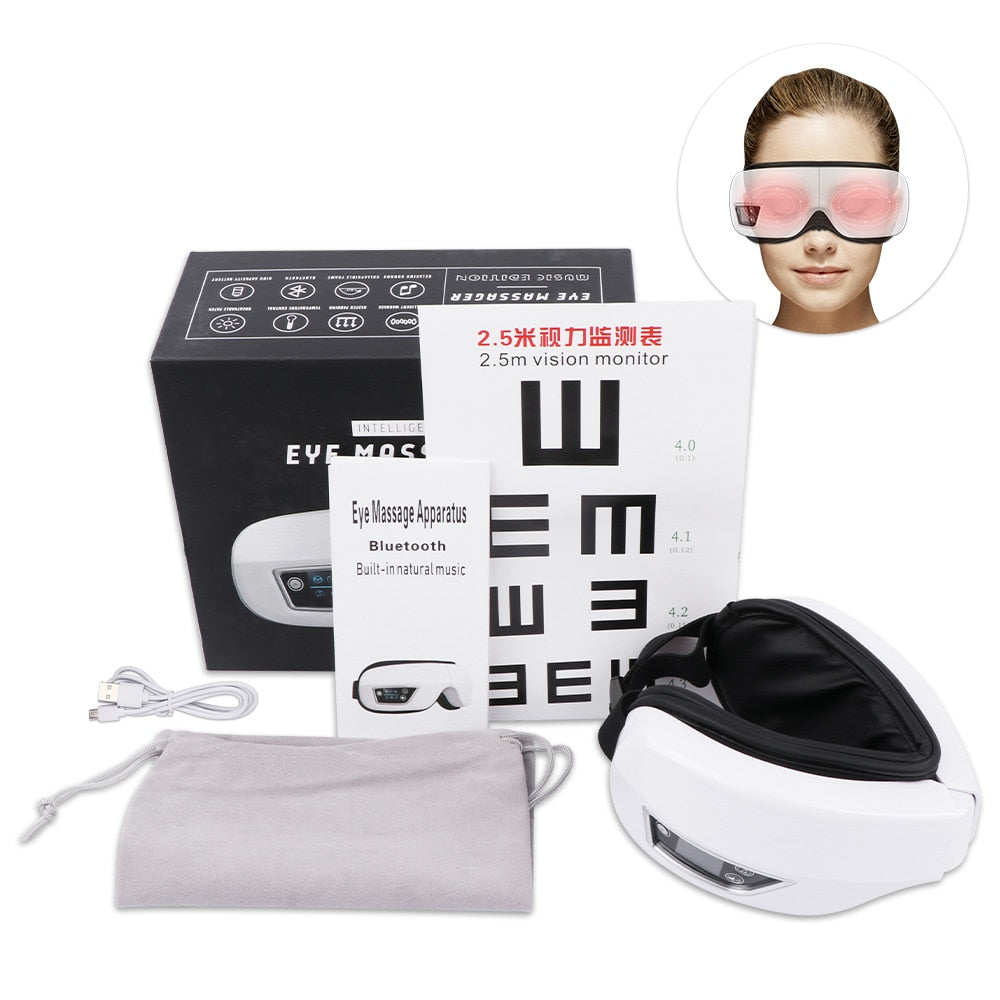 Electric Vibration Eye Massager Relieve Strain & Fatigue w/6D Smart Airbag Tech Bluetooth NEW