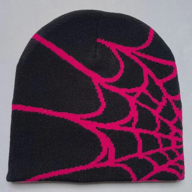 Gothic Spider Web Pattern Beanie Cap Halloween Outfit Accessory NEW