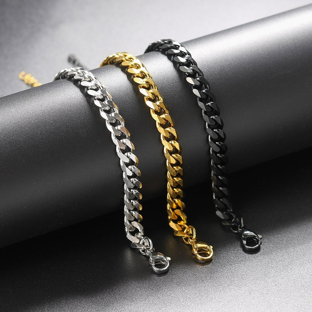 Men Bracelet Cuban Link Stainless Steel NEW