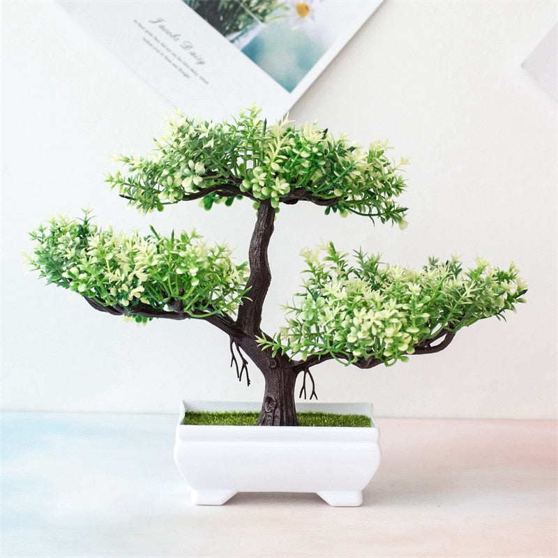 Fake Bonsai Mini Tree Plant Potted Flower Blossoms Natural Elegance NEW