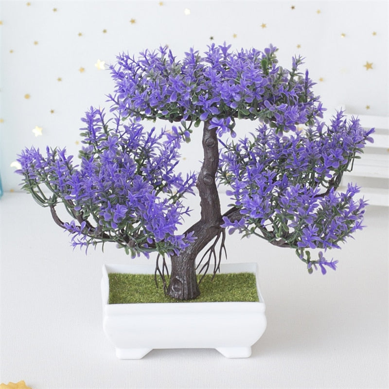 Fake Bonsai Mini Tree Plant Potted Flower Blossoms Natural Elegance NEW